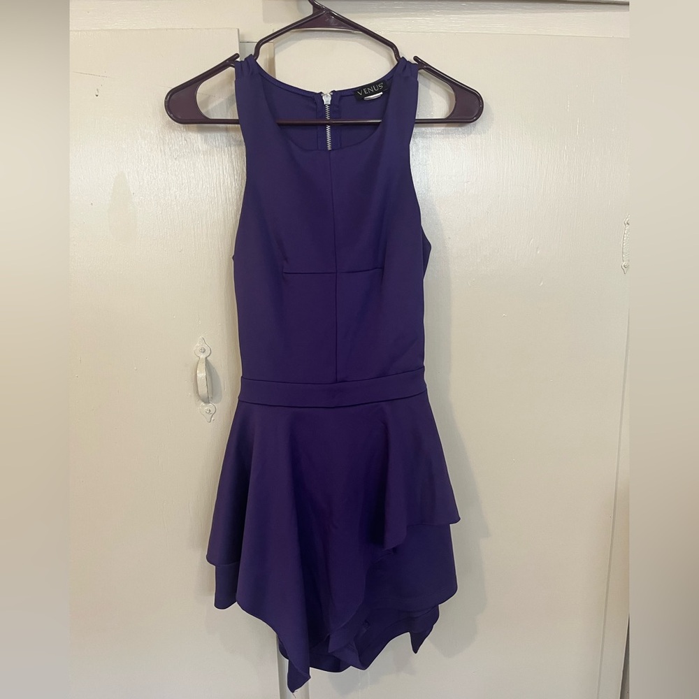 Purple Sleeveless Romper Dress